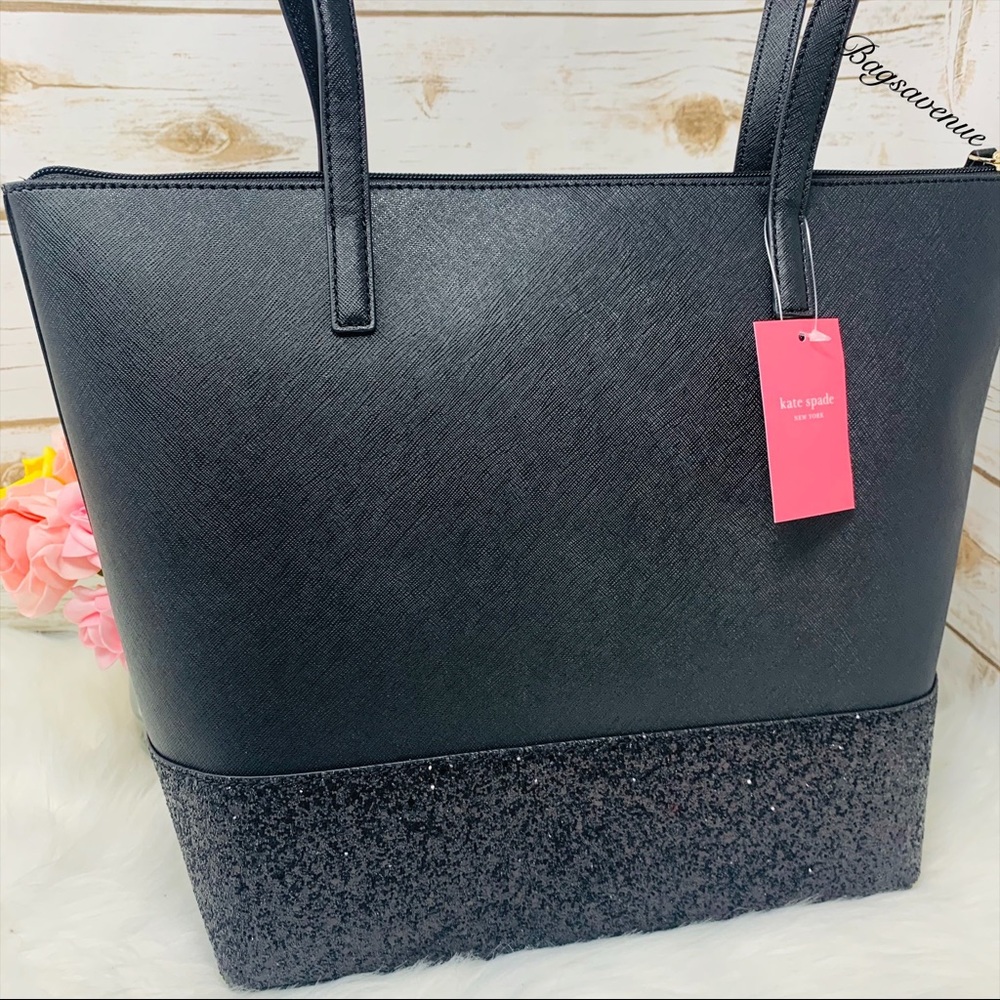 Glitter Kate spade penny Greta tote wallet black - Picture 7 of 8